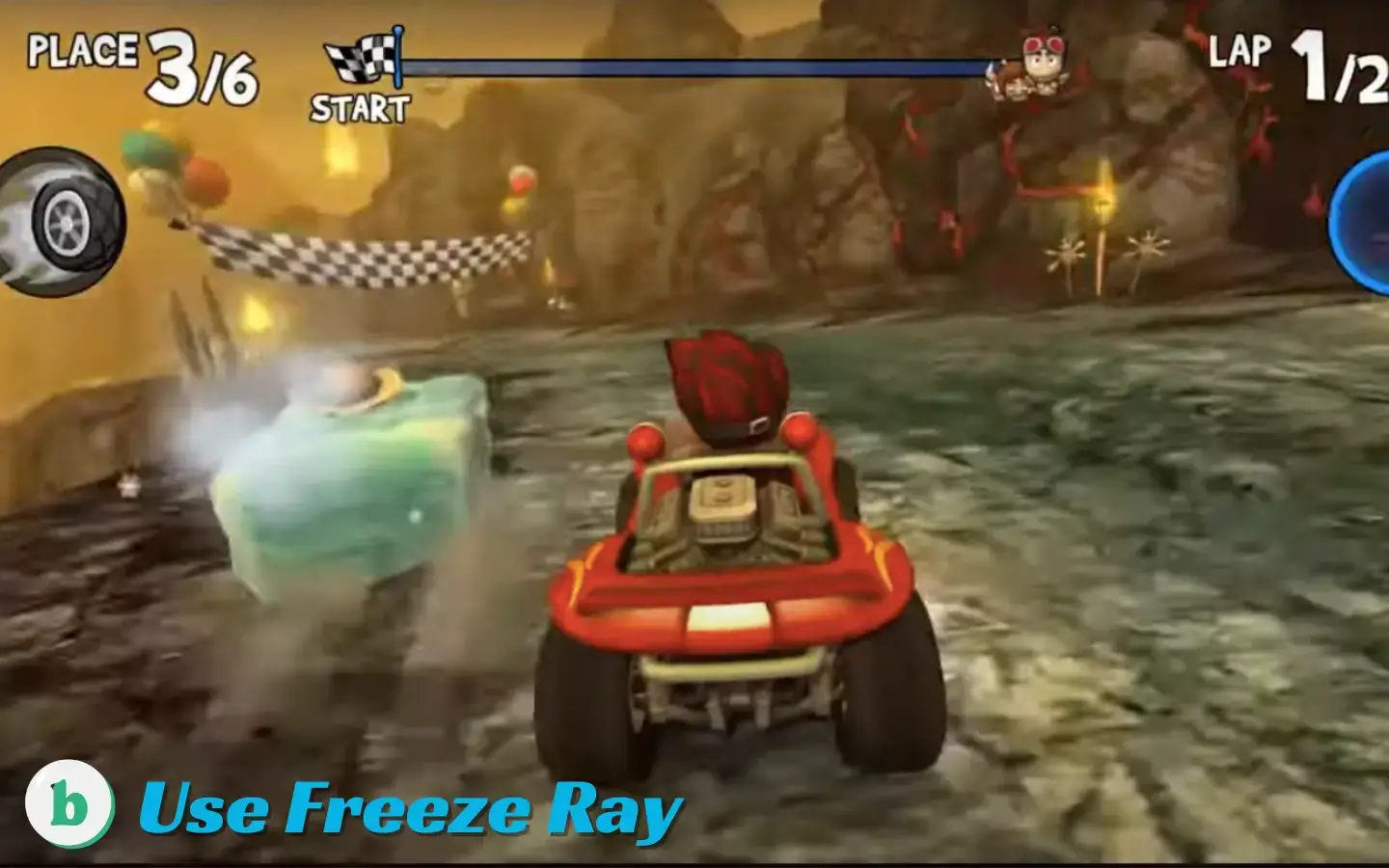 How-to-Use-the-Freeze-Ray-on-Someone-Who-Is-on-Fire-in-Beach-Buggy-Racing